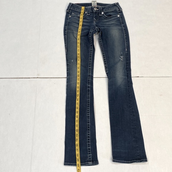 True Religion Women’s World Tour Distressed Straight Fit Johnny Jeans   SIZE  25 - Picture 3 of 16